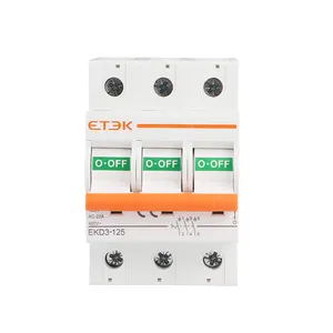 Interruptor ETEK 3 pólos EKD3 125A interruptor de isolamento de baixa tensão tipo AC com certificados UKCA Interruptor isolador 3 p