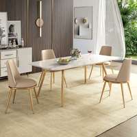 Table et chaises de salle à manger avec pieds chromés dorés, tables et chaises en gros, ensemble de table et chaises en métal, table et chaises de salle à manger de luxe