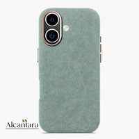 Coque de téléphone en Alcantara italien véritable pour iPhone 16 Pro Max, entièrement enveloppante, avec estampage à chaud en cuivre et attraction magnétique, vente en gros