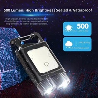Lampe torche double tête rechargeable USB-C multifonctionnelle de haute qualité, idéale pour le cyclisme et le camping, avec fonction porte-clés et éclairage de travail