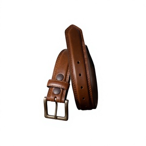Cinturón BS INTERNATIONAL de Cuero Genuino para Hombre, Estilo Vintage, Hebilla Cuadrada de Acero, Trenzado, Ecológico, de Alta Calidad - Product Image 2