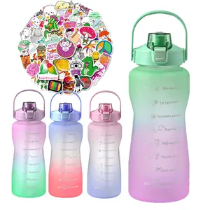 2000ml / 2L /half gallon plastic water bottles with 3D and 2D stickers Mixed color gym jug most popular in 2023