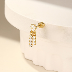Boucles d'oreilles de luxe en argent 925 avec pampilles, zircon et agate motif herbe aquatique - Product Image 2