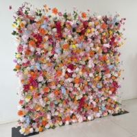 H258 5D Bunga Mawar Musim Semi Warna-warni Hydrangea, Bunga Buatan Simulasi Kain Berlapis Kuat Dekorasi Dinding Bunga untuk Pernikahan