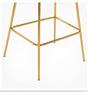 Tabouret de bar moderne en velours gris avec structure en métal doré, chaise rembourrée pour comptoir, durable, pour îlot de cuisine, café, restaurant - Product Image 2
