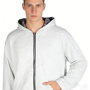 Sudadera con capucha para hombre, personalizada, de bajo costo, de algodón, felpa francesa y forro polar, con cremallera y bloques de color de leopardo, ropa para hombre. - Product Image 4