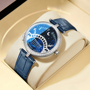 Montre à quartz de luxe pour femme Bonest Gatti, montre en acier inoxydable, lunette sertie de diamants, chronographe, montre-bracelet, verre <span class=keywords><strong>saphir</strong></span>, bracelet en <span class=keywords><strong>cuir</strong></span> - Product Image 1