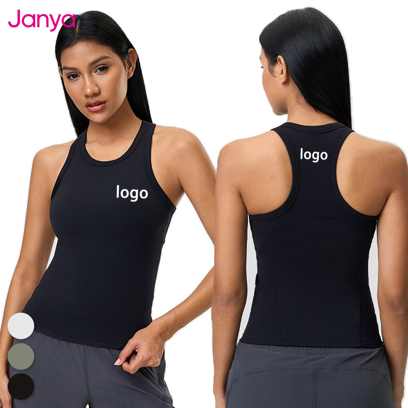 Janya Women's Breathable Round Neck Workout Tank Top Racer Back Fitness Activewear Gym Top for Ladies Sleeveless