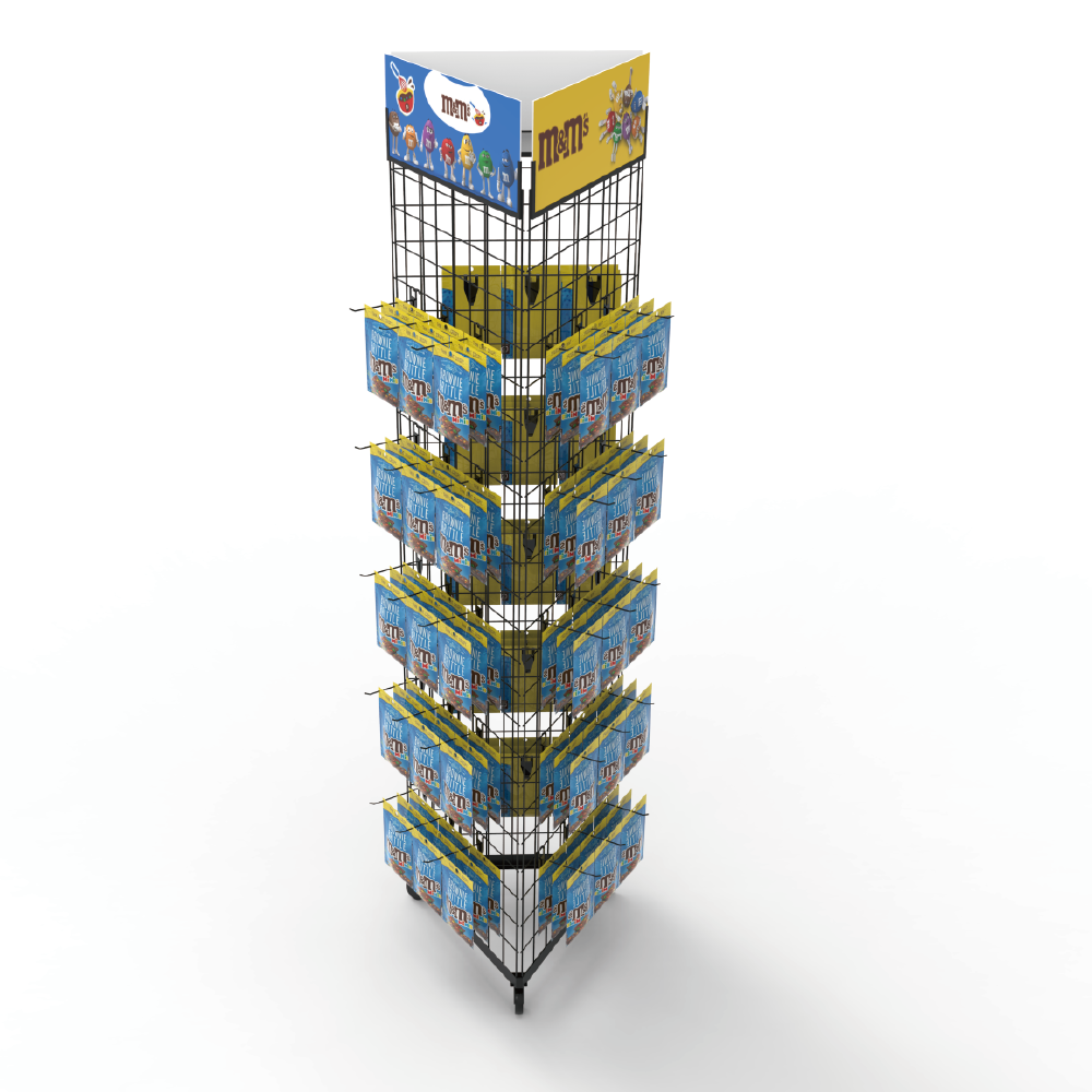 Apache Metal Three Sided Movable Grid Hook Floor Display Rack Stand for Supermarkets — view 6