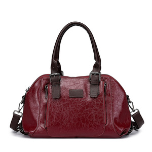 Large Top Handle Handbag Vegan <strong>PU</strong> Leather <strong>Round</strong> Clutch Purse Shoulder <strong>Bag</strong> with Crossbody Strap - Product Image 3