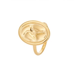 แหวนสแตนเลสชุบทองดีไซน์โค้งรูปไข่ ขายดี - Product Image 4