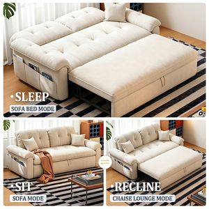Nouvelle arrivée : Canapé-<span class=keywords><strong>lit</strong></span> convertible <span class=keywords><strong>2</strong></span> <span class=keywords><strong>en</strong></span> 1, style crème, pliable, multifonctionnel, taille simple ou <span class=keywords><strong>double</strong></span>, idéal pour les petits salons - Product Image 1