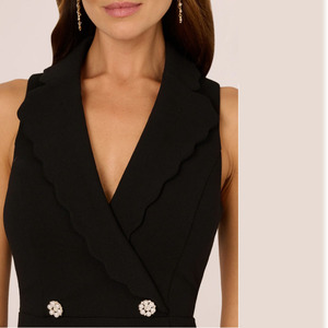 <span class=keywords><strong>Robe</strong></span> femme col festonné <span class=keywords><strong>smoking</strong></span> <span class=keywords><strong>robe</strong></span> sirène noir boutons sans manches <span class=keywords><strong>robe</strong></span> élégante fermeture éclair arrière <span class=keywords><strong>robe</strong></span> maxi fente avant douce - Product Image 3