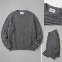 Maßgefertigter Herren-Pullover Schwergewichtiger Gerippter Strick-Rundhalspullover Übergroßer Streetwear Locker Sitzender Winter-Warmer Strickpullover ODM