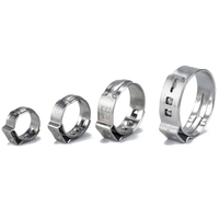 304 Stainless Steel Single Ear Hose Clamp Stepless Crimp Clamp for PEX Pipe Automotive Water Hose Fastening