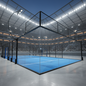 Terrain de padel intérieur panoramique certifié CE, système en verre et acier résistant aux intempéries pour clubs - Product Image 1