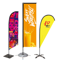Drapeau rectangulaire en forme de goutte d'eau en tissu 100 % polyester personnalisé OEM/ODM pour entreprise avec mât et base au sol ou croisée