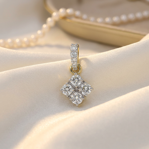 Collar con Colgante Cuadrado de Oro Natural con Diamantes, Chapado en Oro Certificado de 9KT/14KT/18KT, Joyería de Lujo para Mujer, Ideal para Bodas - Product Image 3
