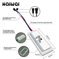 Interrupteur intelligent à capteur infrarouge électronique DC12V 5A 60W à double bouton, interrupteur de miroir à capteur de balayage manuel à une/trois couleurs avec fonction anti-buée