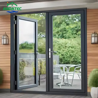 Porte battante en aluminium à double vitrage, isolante, coupe-vent et étanche, robuste, prix de gros usine, pour hall commercial