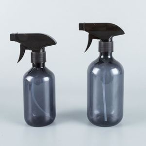 Bouteilles vides transparentes ambrées vertes 300ml 500ml pour soins quotidiens, flacons Boston ronds en PET avec pulvérisateur à brume fine - Product Image 3