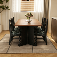 Table à manger vintage française du milieu du siècle en bois massif - Table à manger rectangulaire en frêne blanc pour la maison, le salon