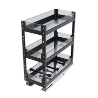 Étagère peu profonde coulissante de type tiroir pour armoire, en acier inoxydable et alliage d'aluminium, support à épices, design à montage inférieur, moderne et simple