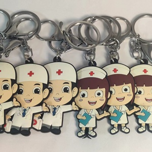 พวงกุญแจซิลิโคนน่ารักแบบขายส่ง พวงกุญแจการ์ตูนแพทย์และพยาบาล 3 มิติ พีวีซี ตุ๊กตาห้อยกระเป๋าสุดน่ารัก พวงกุญแจรูปแพนด้า - Product Image 5