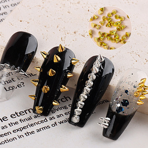 Nuevo Diseño al por Mayor: Accesorios de Uñas con Remaches Cónicos Planos Estilo Punk Retro Dorado, Pequeños Remaches y Tachuelas para Decoración de Uñas - Product Image 5
