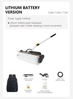 Kit Sikat Pembersih Panel Surya Portabel dengan Tiang Teleskopik 10m, Baterai Lithium Iron Phosphate 24V 26AH, Model M1