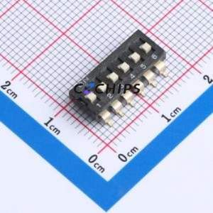 DSIC06LS-P DIP Switch SMD Switch Flat Toggle, Raised Type Single Pole Single Throw 6 Gull Wing Type - Product Image 1