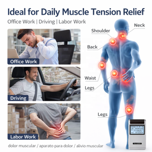 Dispositivo <span class=keywords><strong>de</strong></span> Fisioterapia, Máquina <span class=keywords><strong>de</strong></span> Respiración Asistida, Accesorio para Relajación Muscular, EMS Pulse, 8 Electrodos, 4 Canales - Product Image 2