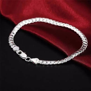 Bracciale laterale in argento 925 placcato, 5 mm, catena da 18/19/20 cm, gioielli alla moda per matrimonio e fidanzamento - Product Image 1