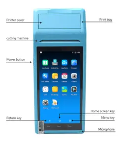 Lector de código de barras portátil, Terminal de mano con Android, wifi, móvil, POS, lector RFID incorporado, escáner de impresora