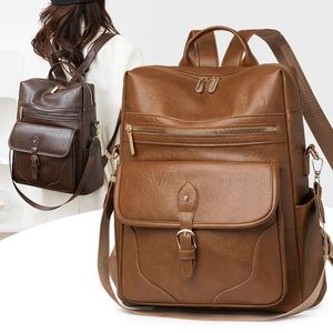 Mochila de Viaje de Cuero Personalizada, Nueva, para Mamá, Mujer, Bolso de Hombro Doble, Moderno, Versátil, de Gran Capacidad, para la Escuela - Product Image 1