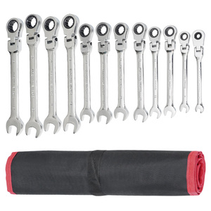 Lot de 12 clés à cliquet métriques OEM en CRV, chromées, à tête flexible, pour réparation automobile et bricolage - Product Image 4
