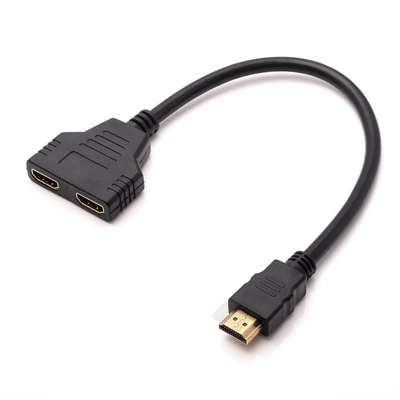 New Arrival Cable HDMI Splitter Cable 1 Male To x Dual HDMI 2 Female Y Splitter Adapter in HDMI support HD LED LCD TV 30cm