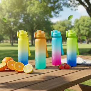 Nuevo y en Oferta, Botella de Agua Deportiva Ecológica con Marcador de Tiempo, 1000 ml, Degradado, Tritan, a Prueba de Fugas, Libre de BPA, Portátil, para Actividades al Aire Libre - Product Image 2