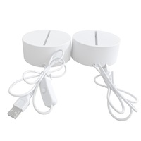 Base de lampe LED alimentée par USB avec fente en acrylique, support de plaque lumineuse blanche, cordon avec interrupteur intégré pour veilleuse DIY