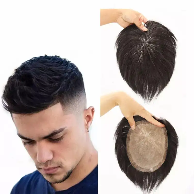 Vente en gros d'usine de perruque de cheveux humains toupet naturel pour hommes toupet cheveux humains pour hommes