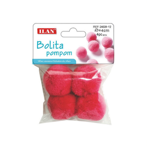 Iln <b>Wool</b> Pompom 4.0 Cm Fuchsia Color <b>Craft</b> Decor - Product Image 2