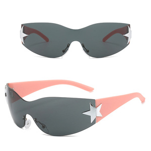 2025 nuevo Popular niños lentes de una pieza gafas de sol niñas niños Y2K Wrap estrella decoración niños gafas de sol - Product Image 4
