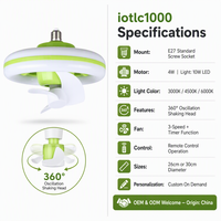Ventilateur de plafond LED intelligent à intensité variable et contrôle de vitesse, E27 ABS, 3 pales, pour chambre, salon, crèche