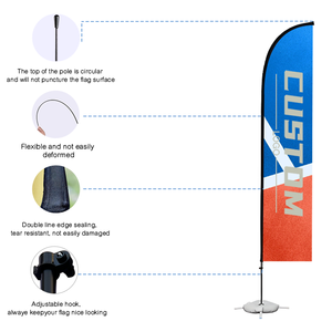 Drapeaux publicitaires extérieurs, bannières promotionnelles, impression numérique, drapeaux de plage en polyester imperméable en forme de plume - Product Image 2