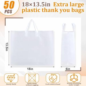 50 sacs cadeaux en plastique givré de 18x6x13,5 pouces avec poignées, grands sacs de courses réutilisables - Product Image 2