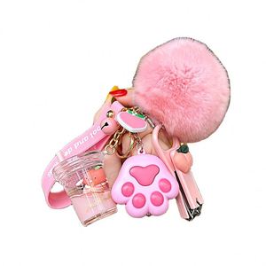 Cute Milk Bottle Peach Milk Tea Cup <b>Key</b> <b>Chain</b> Plush Ball Cat Claw Float Bottle Calculator Nail Knife <b>Key</b> <b>Chain</b> Bag Pendant - Product Image 1