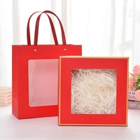 Paquet de boîte cadeau personnalisée avec fenêtre transparente sac cadeau costume anniversaire Valentine Mather Day emballage cadeau boîtes pliantes avec poignée