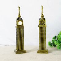 Modèle d'architecture de la tour de l'horloge de la Mecque en métal, Zhejiang, Chine, moulage plaqué or, cadeau créatif pour la maison, monument touristique, souvenir