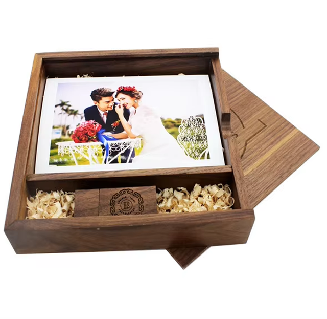 Custom LOGO USB 3.0 Wooden Photo Unique Album Box U Disk Pendrive 16GB 32GB 64GB 128GB USB Flash Drive Photography Gift Box