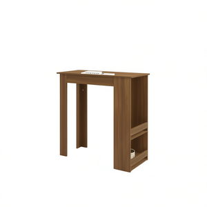 Modern Brown Engineered Wood <b>Bar</b> <b>Table</b> <b>With</b> <b>Storage</b> For Kitchens And Living Spaces - Product Image 1